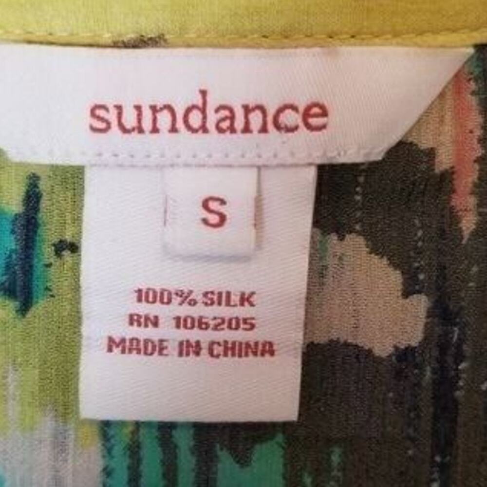 Sundance Womens Silk Watercolor Tunic Sz S Boho Artsy Cottagecore Ruffle Hippie - Picture 6 of 7